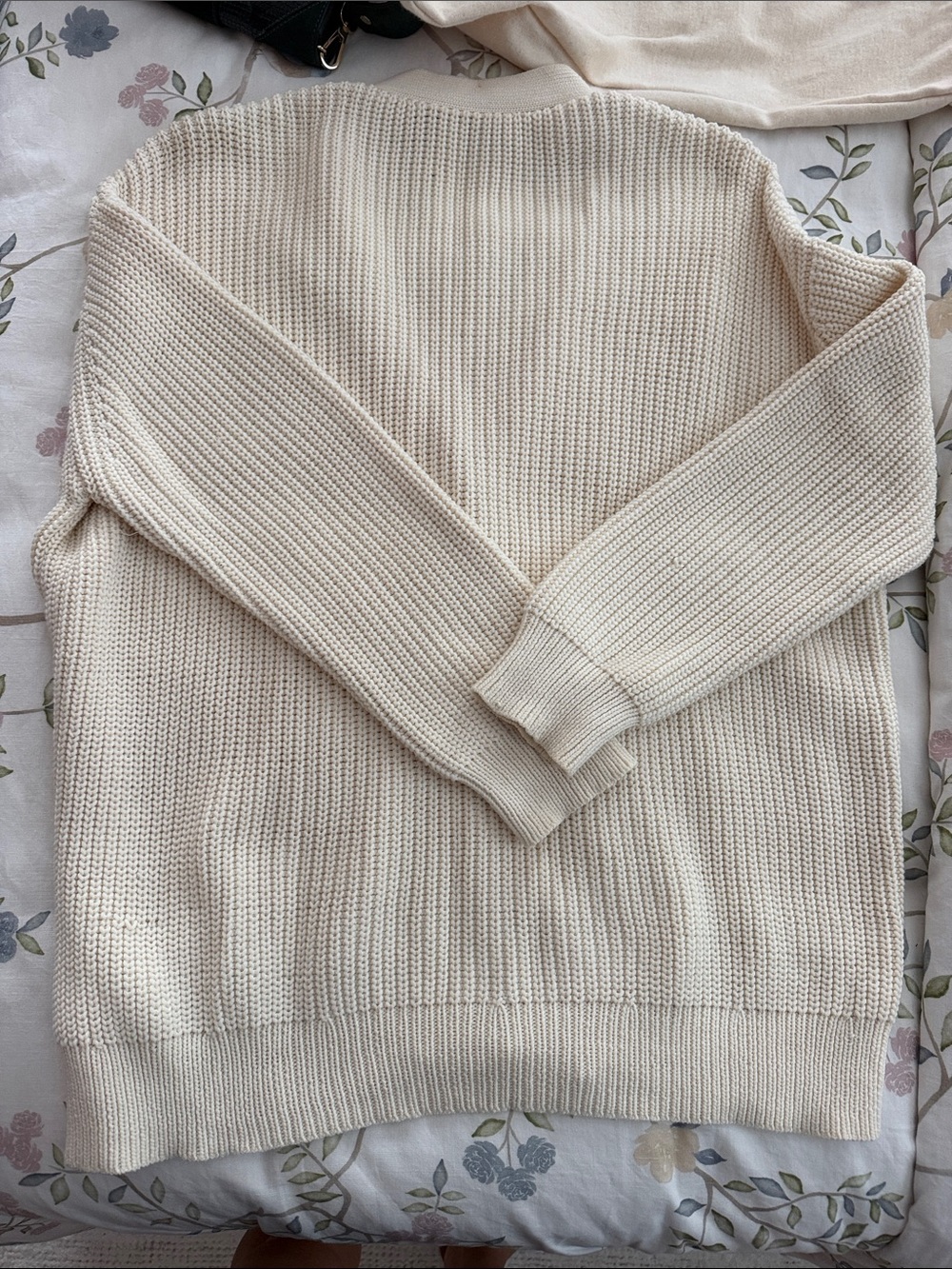 Jenni Kayne Cotton Cocoon ivory Ribbed V-Neck Button Cardigan S - Picture 7 of 8